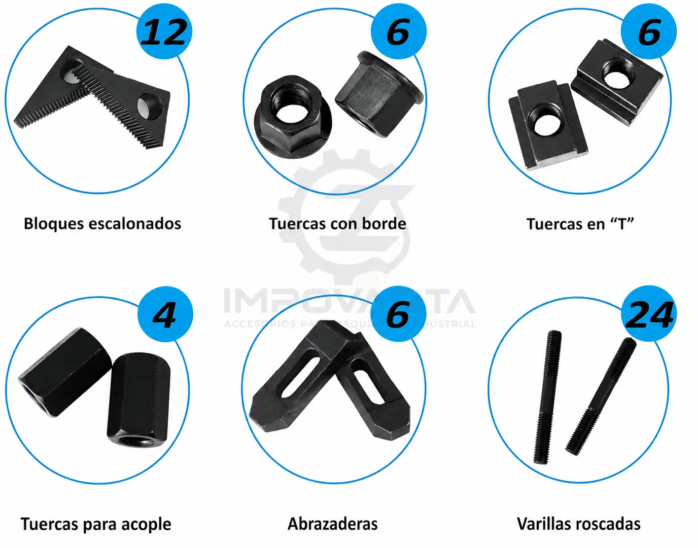 JUEGO DE BRIDAS PARA MÁQUINAS CON RANURAS EN “T” — miniatura 2
