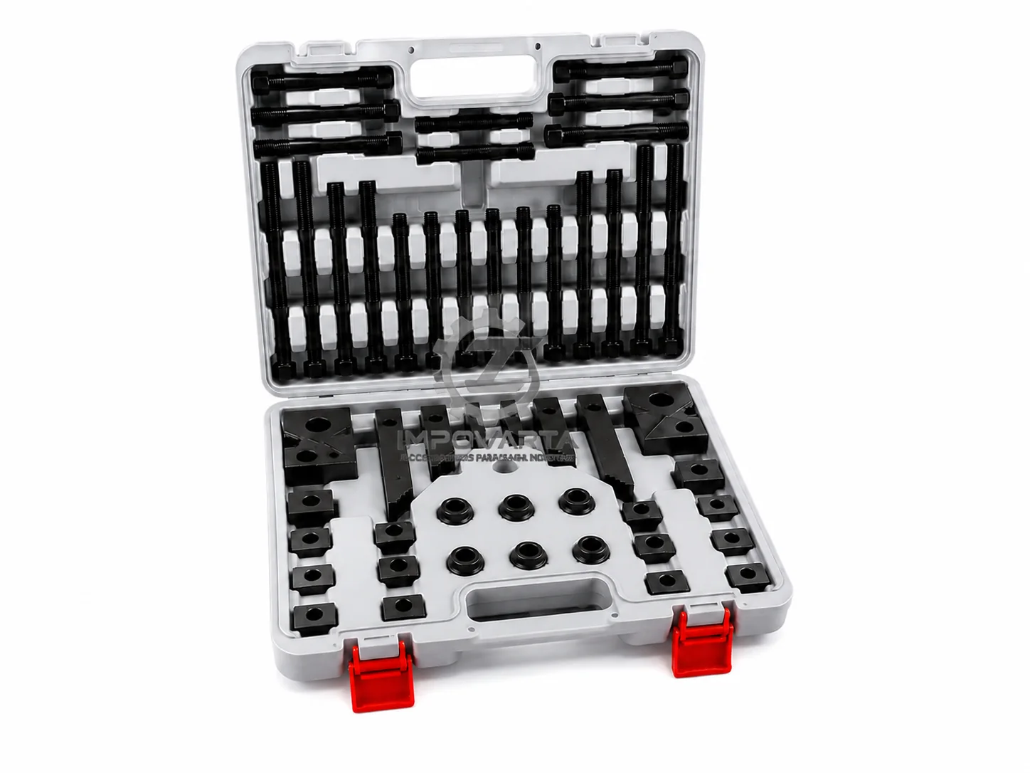 JUEGO DE BRIDAS PARA MÁQUINAS CON RANURAS EN “T” — BR-STEP-58, accesorio para maquinaria industrial CNC