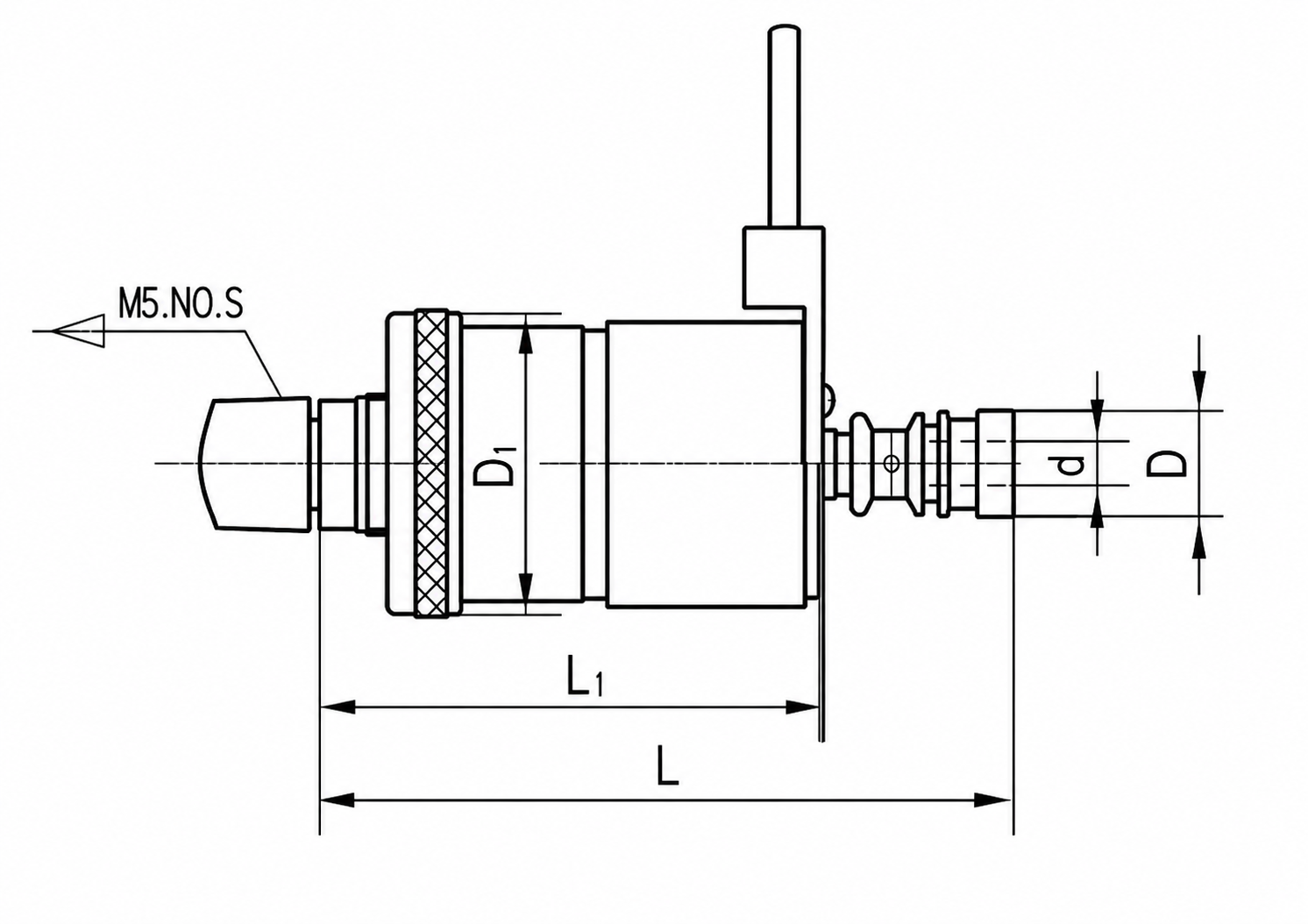 Diagrama técnico del Cabezal Roscador Reversible J4612 con referencias d, D, D1, L y L1